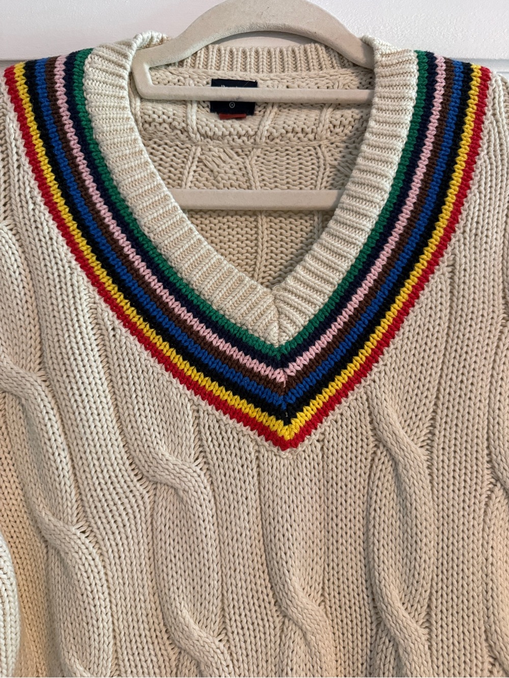 Rowing Blazers x Target Unisex Rainbow Stripe V-Neck Cable Knit Sweater Small - Picture 6 of 9